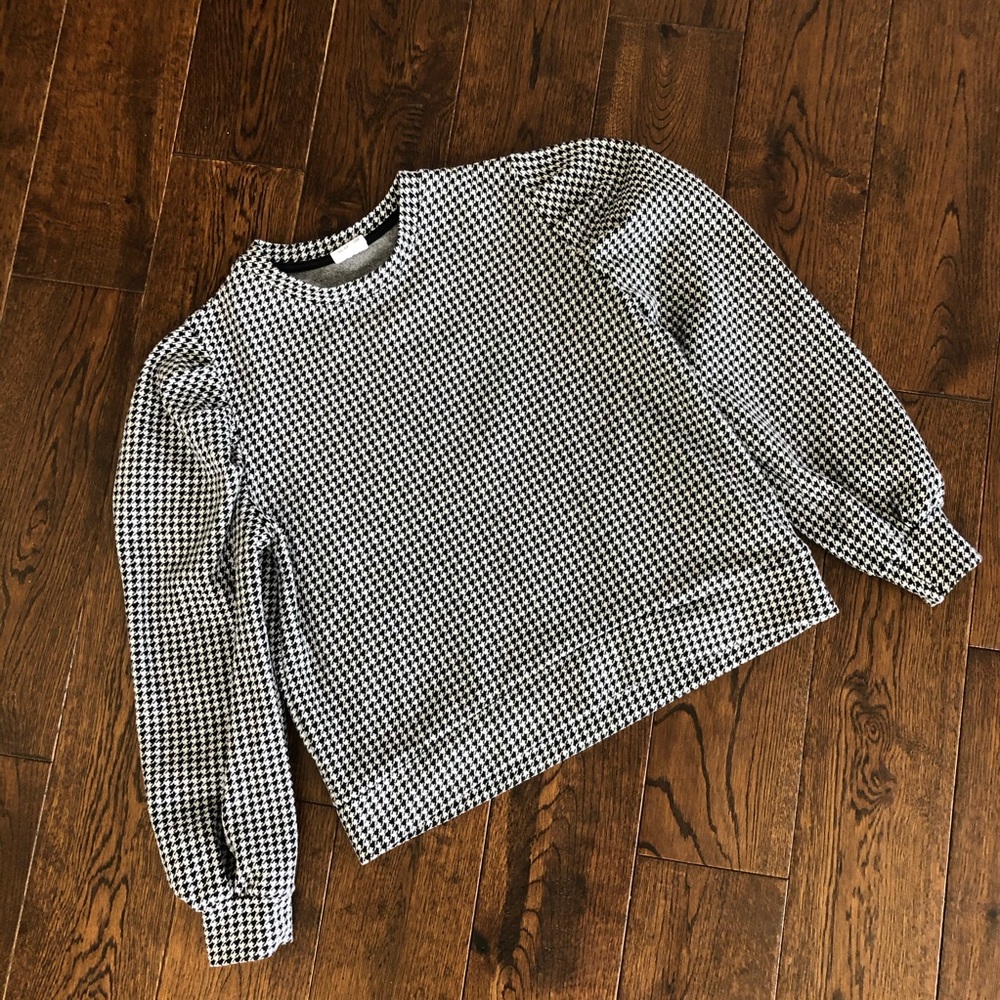 Zara Girls 11-12 Black/White Puff Sleeve Top